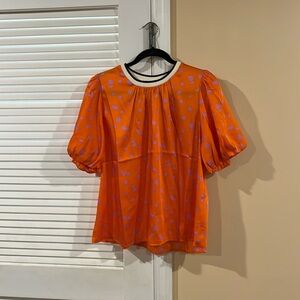 NWOT THML xl orange and purple animal printt short sleeved shirt